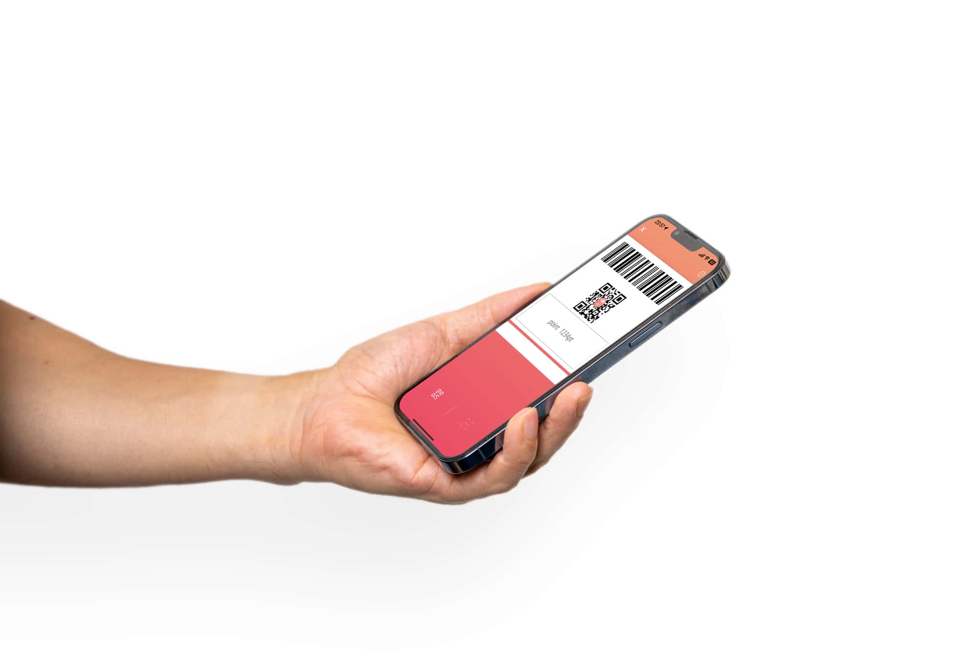 二次元コードとバーコードを表示しているスマホ