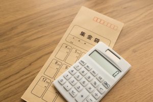 集金袋と電卓